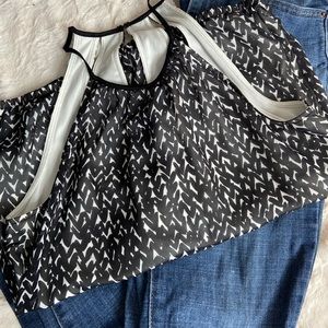 Express Women's Black and White Blouse - cool back details/cutouts